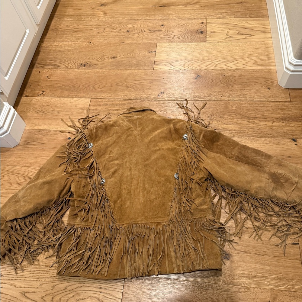Tan Fringe Suede Jacket - Picture 9 of 11